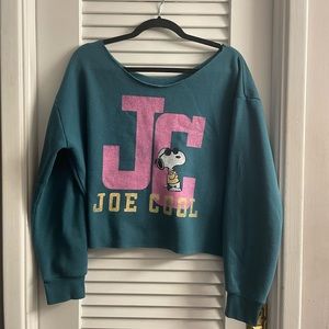 Peanuts Grayson Threads Vintage Cropped Sweatshirt W/Snoppy as Joe Cool, Size S